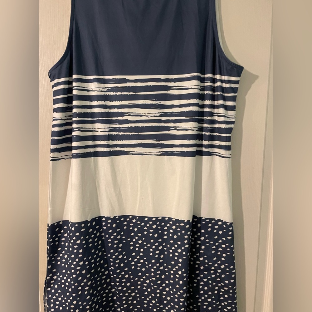 Navy & white maxi dress